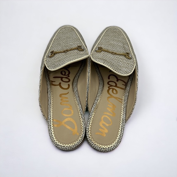 Sam Edelman Linnie Woven Chain Embellished Slip On Almond Toe Flat Mules Sz. 8w - Picture 4 of 6